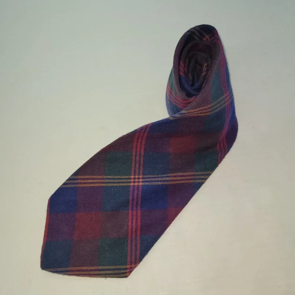 Rooster Mens Tie Cotton Flannel Handmade‎ Plaid Print Necktie Made in USA